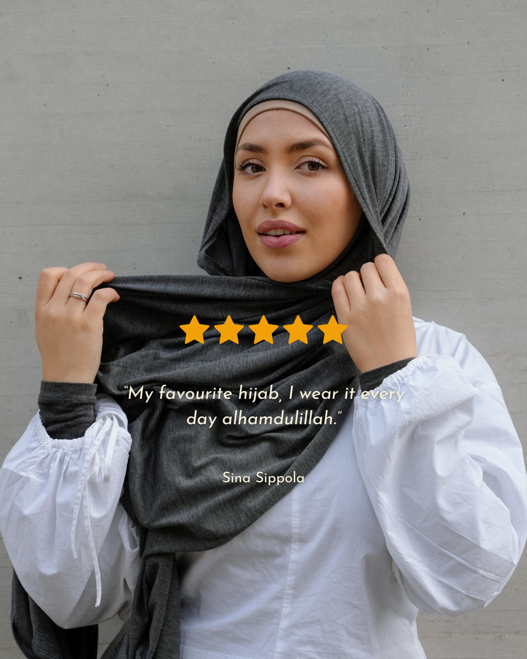 The "Mariposa" Hijab aus Seide und Bio-Baumwolle (Grey Melange)