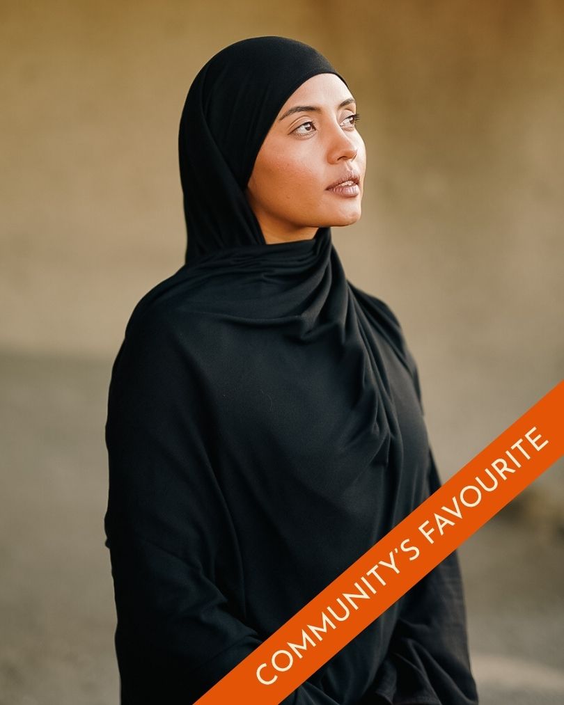 Bio-Hijab "Aurela" aus luxuriösem Micromodal und Cashmere (Black)