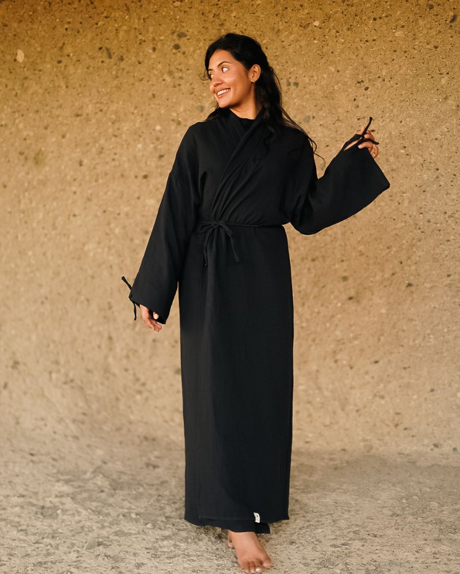 Open Abaya „Jumana“ aus reiner Bio-Baumwolle (Black)
