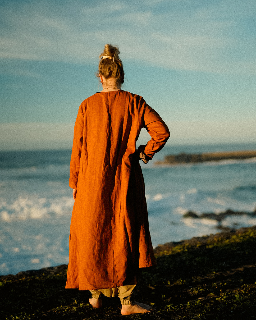 Linen & cotton tunic dress "Amba" (Sunset)