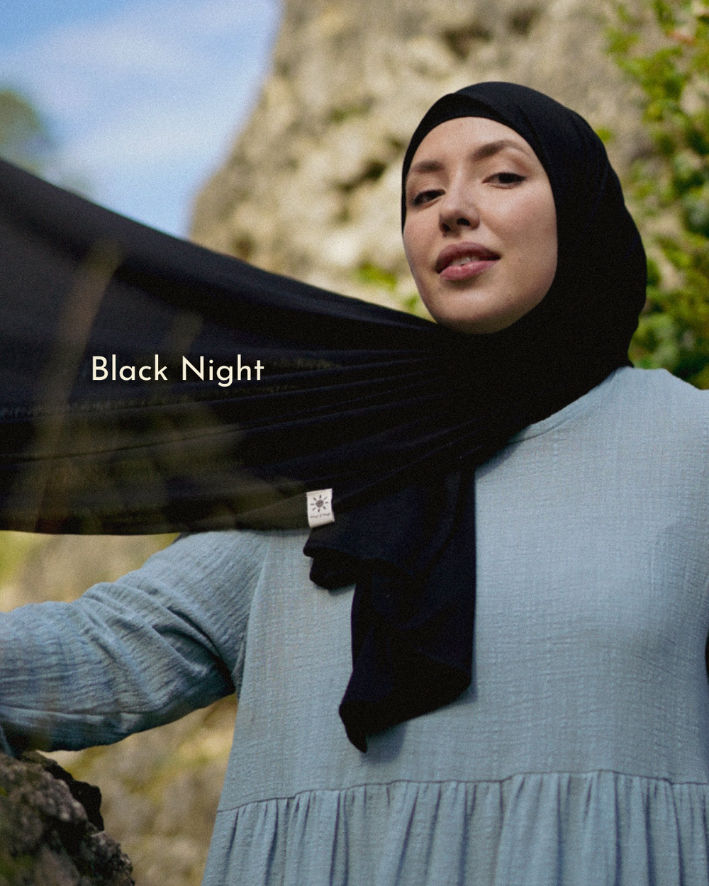 3er Spar-Set Leichter Hijab "Hava" aus Bio-Baumwolle (Morning Sky, Twilight Green, Black Night)