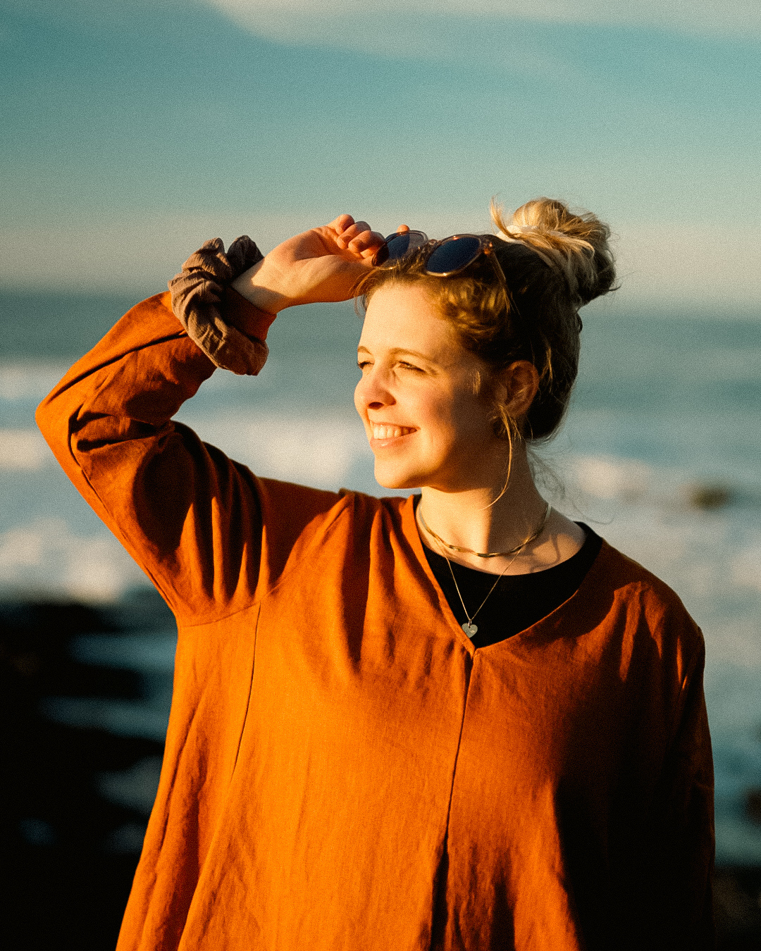 Linen & cotton tunic dress "Amba" (Sunset)