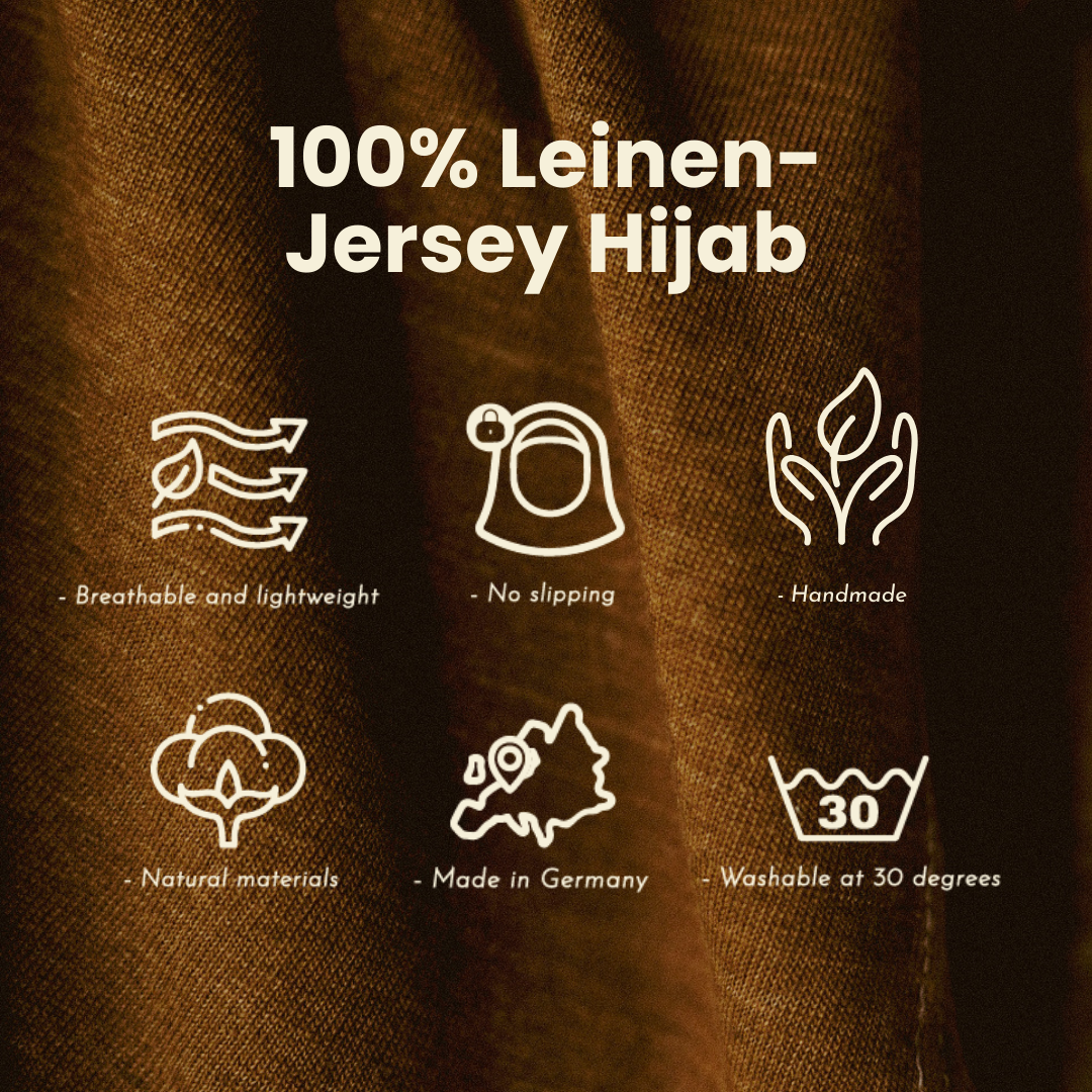 Jersey Hijab "Leena" - 100% Linen - Teak