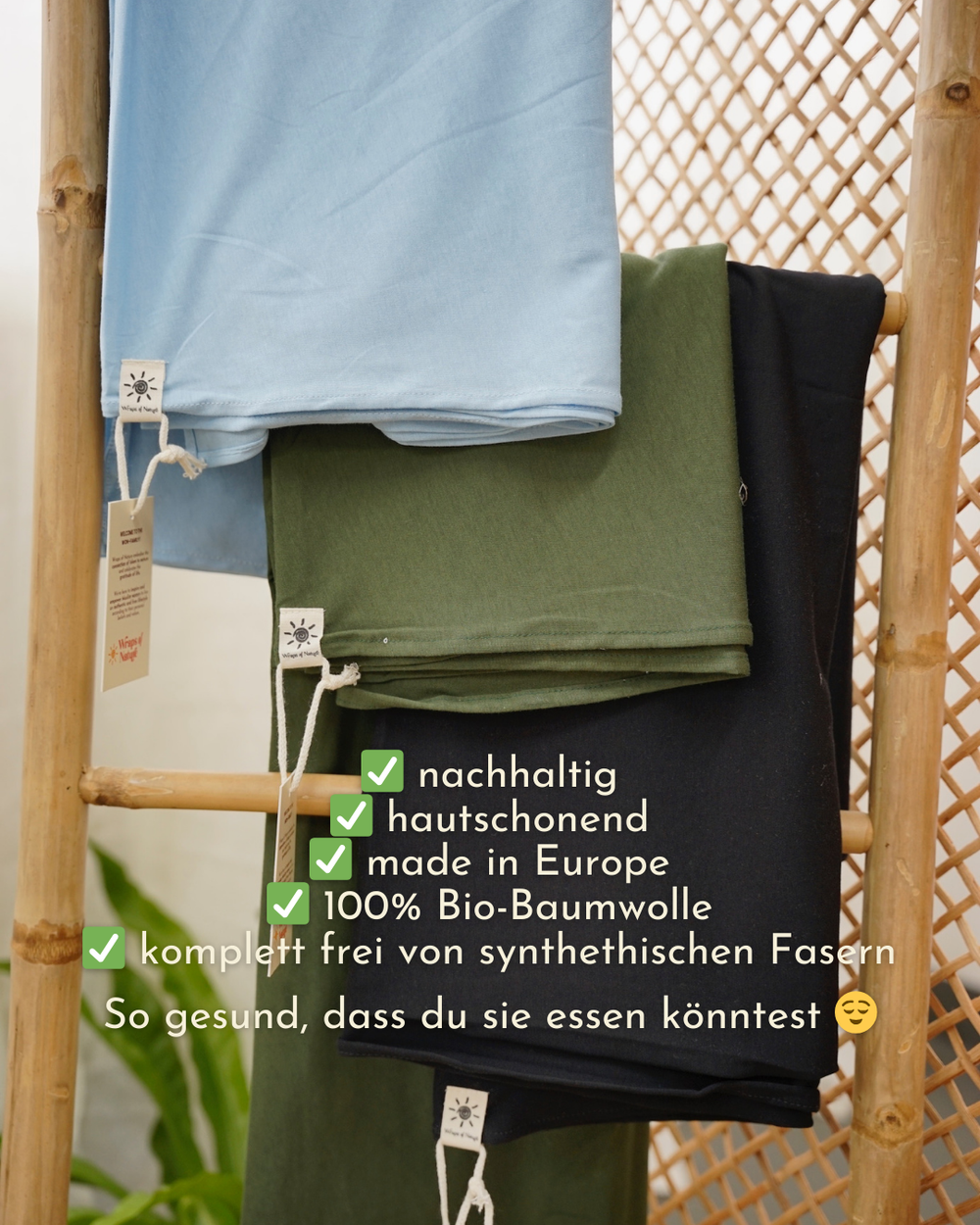 3er Spar-Set Leichter Hijab "Hava" aus Bio-Baumwolle (Morning Sky, Twilight Green, Black Night)