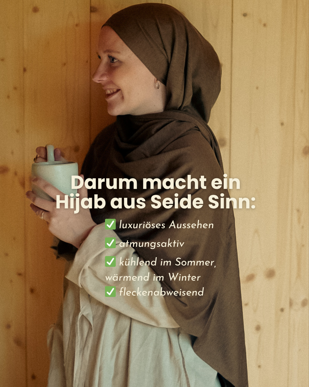 Premium Jersey Hijab "Mariposa" made of silk and organic cotton (Chestnut)