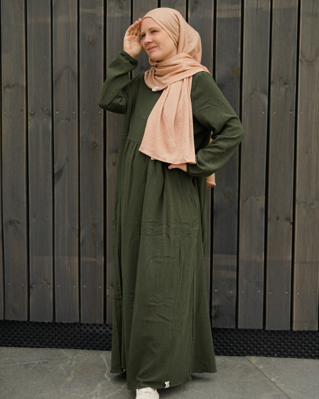 Cotton Abaya "Maya" aus Baumwolle (Dark Green)