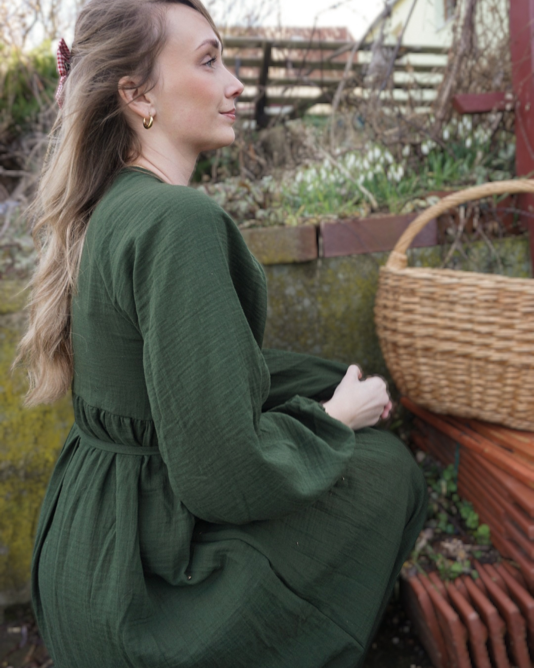 Stillfreundliche Wickel Abaya "Lunaria" aus Bio-Baumwolle (Moss)