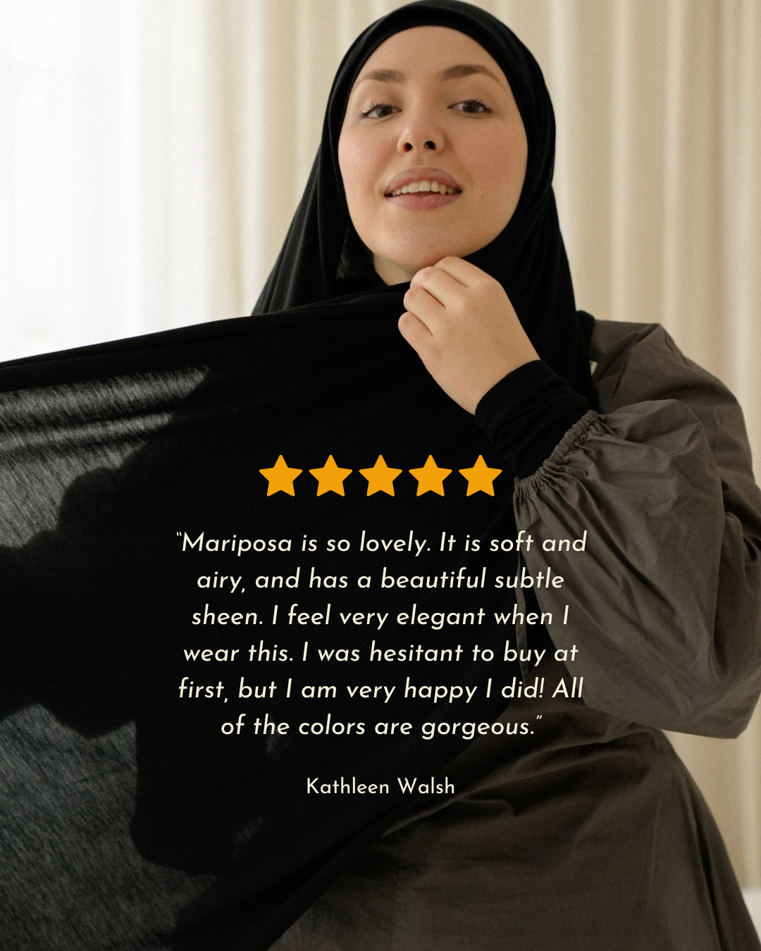 The "Mariposa" Hijab aus Seide und Bio-Baumwolle (Black)