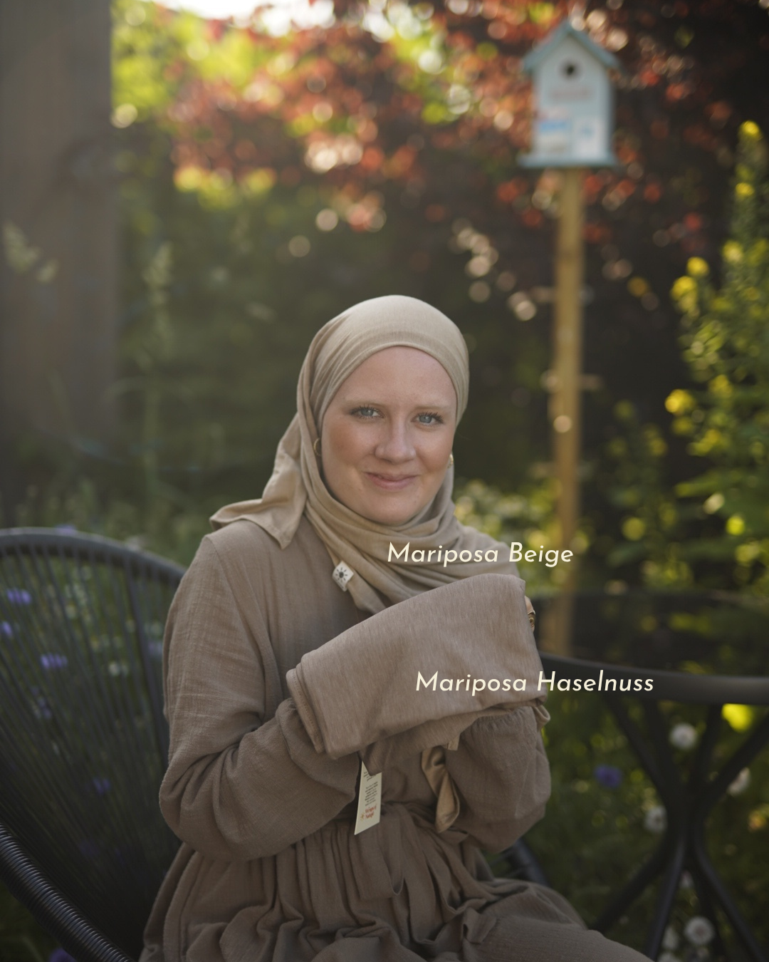 Premium Jersey Hijab "Mariposa" aus Seide und Bio-Baumwolle (Haselnuss)