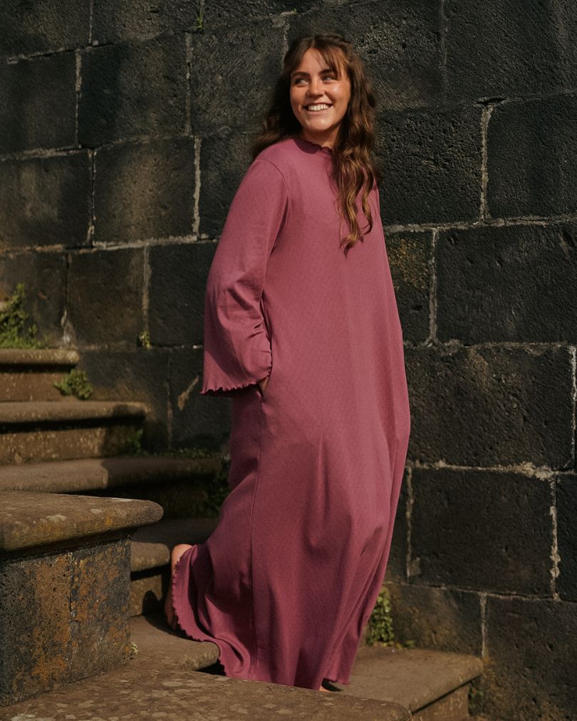 Pointelle Abaya „Amélie“ aus reiner Baumwolle (Burgundy)