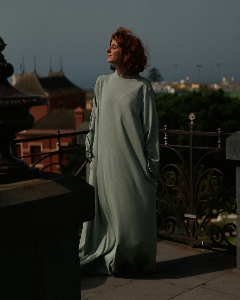 Pointelle Abaya „Amélie“ aus reiner Baumwolle (Mermaid)
