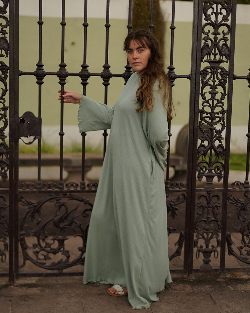 Pointelle Abaya „Amélie“ aus reiner Baumwolle (Mermaid)