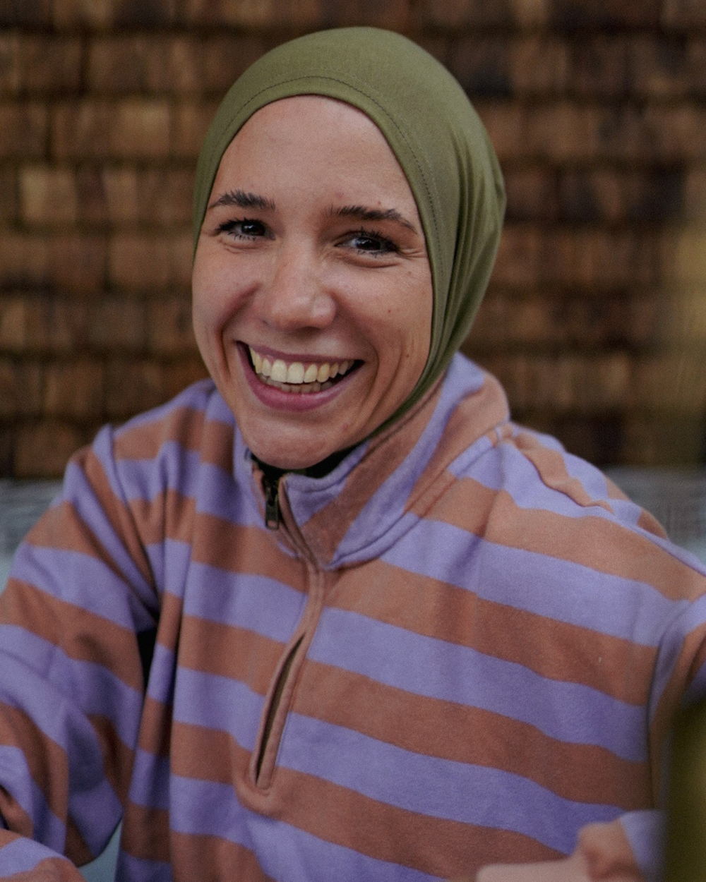 Balaclava - Sport- & Freizeit-Hijab, aus Bio-Baumwolle - Olive