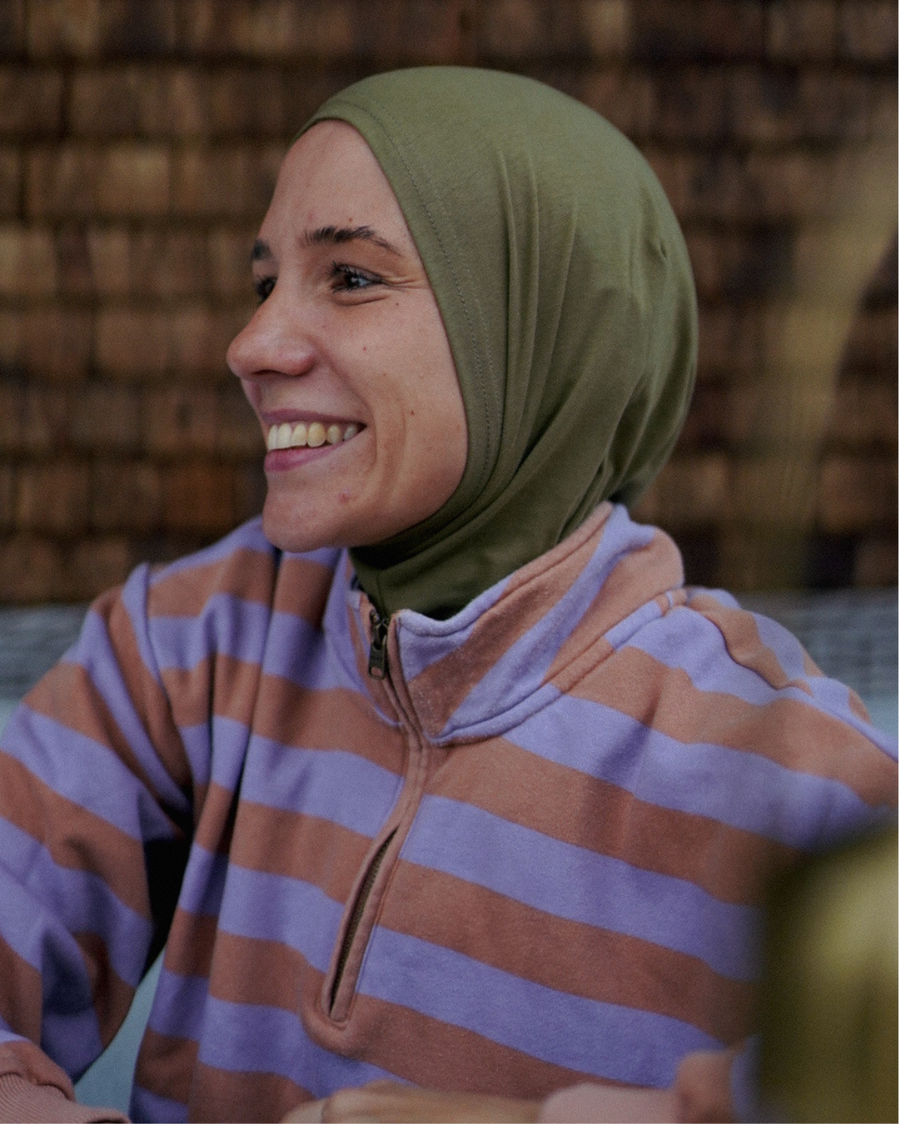 Balaclava - Sport- & Freizeit-Hijab, aus Bio-Baumwolle - Olive