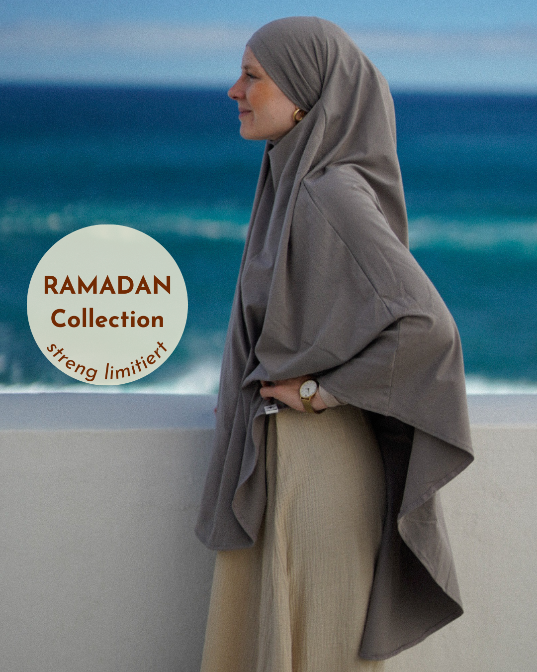 Imperfect Ramadan Jersey Khimar aus Bio-Baumwolle Cool Grey 030