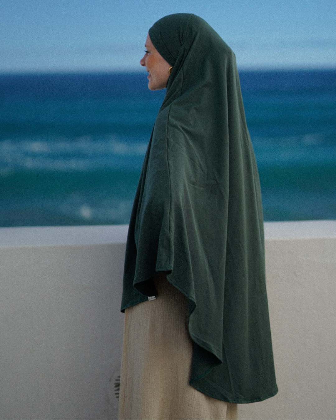 Imperfect Ramadan Jersey Khimar aus Bio-Baumwolle Dark Green 033