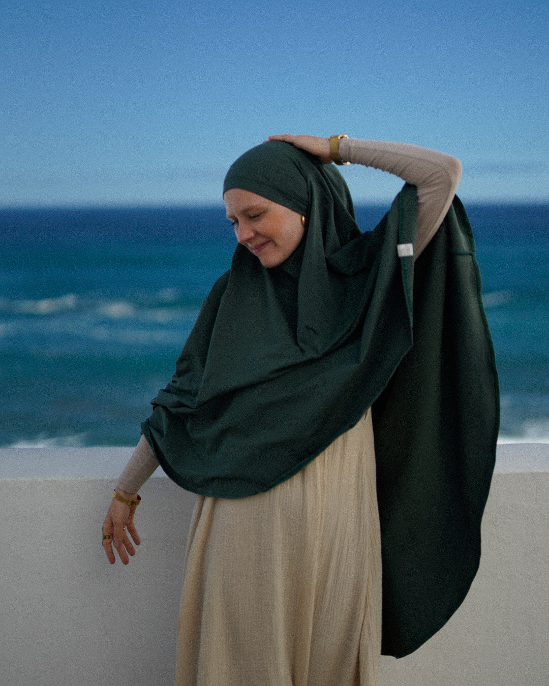 Imperfect Ramadan Jersey Khimar aus Bio-Baumwolle Dark Green 033