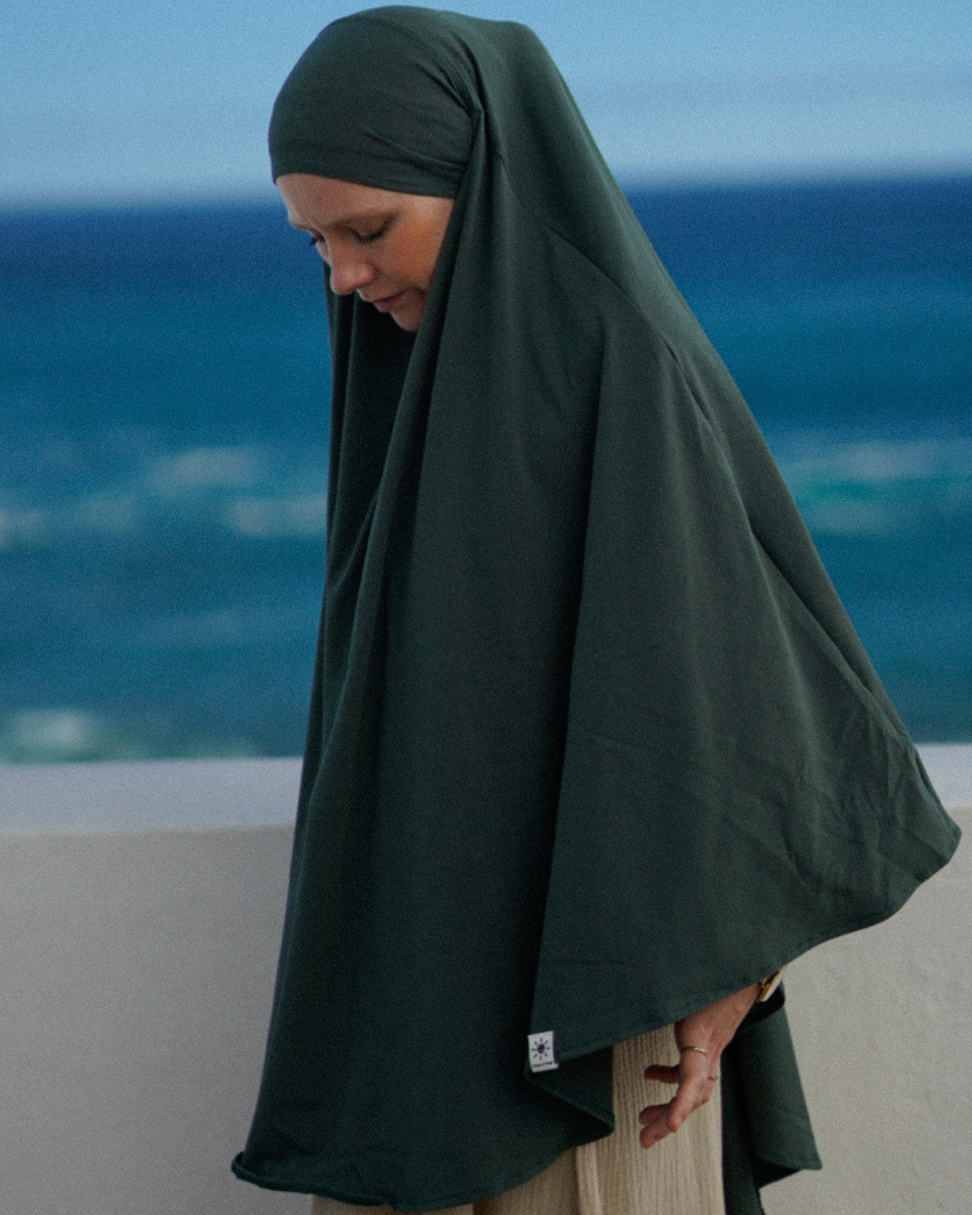 Imperfect Ramadan Jersey Khimar aus Bio-Baumwolle Dark Green 033