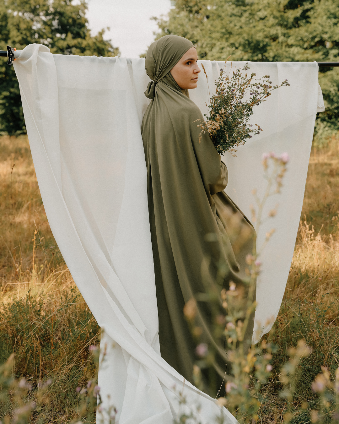 Gebetskleid / Jilbab aus Bio-Baumwolle (Olive)