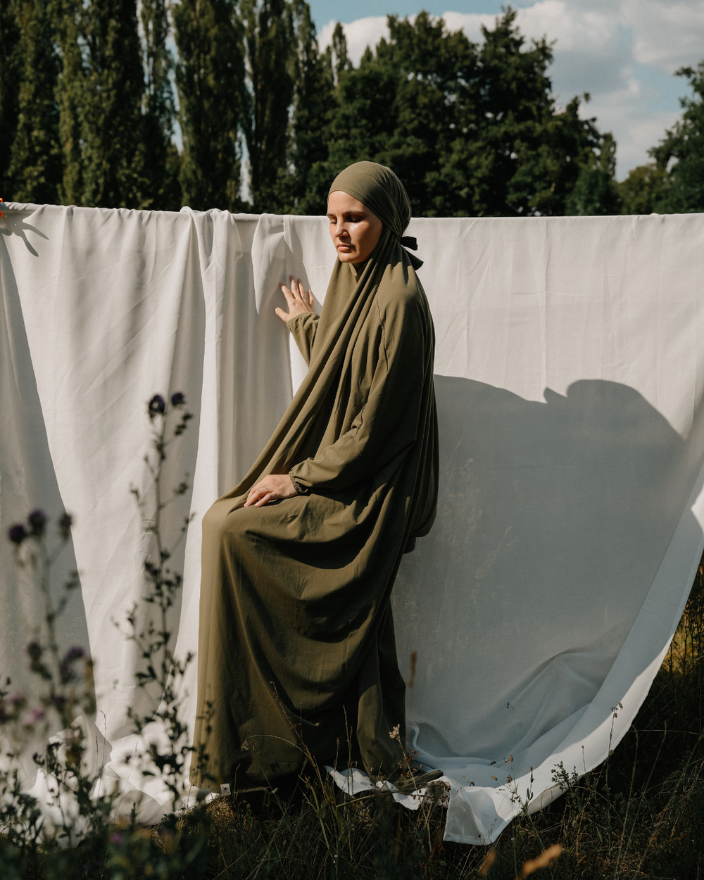 Gebetskleid / Jilbab aus Bio-Baumwolle (Olive)
