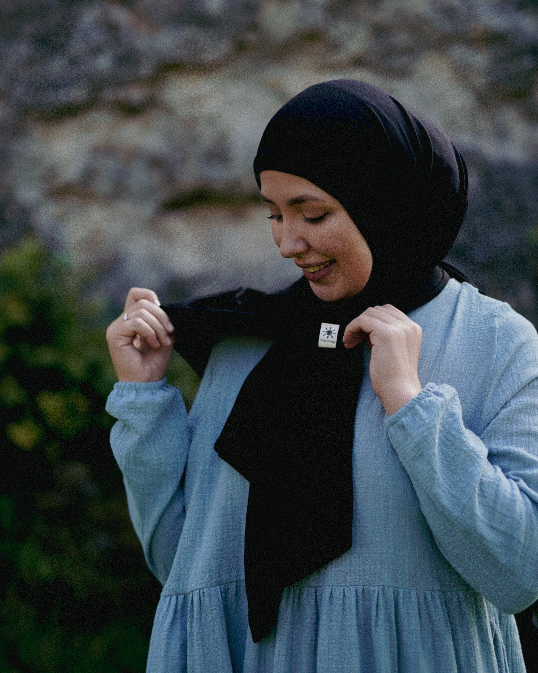 Leichter Jersey Hijab "Hava" aus 100% Bio-Baumwolle (Black Night)