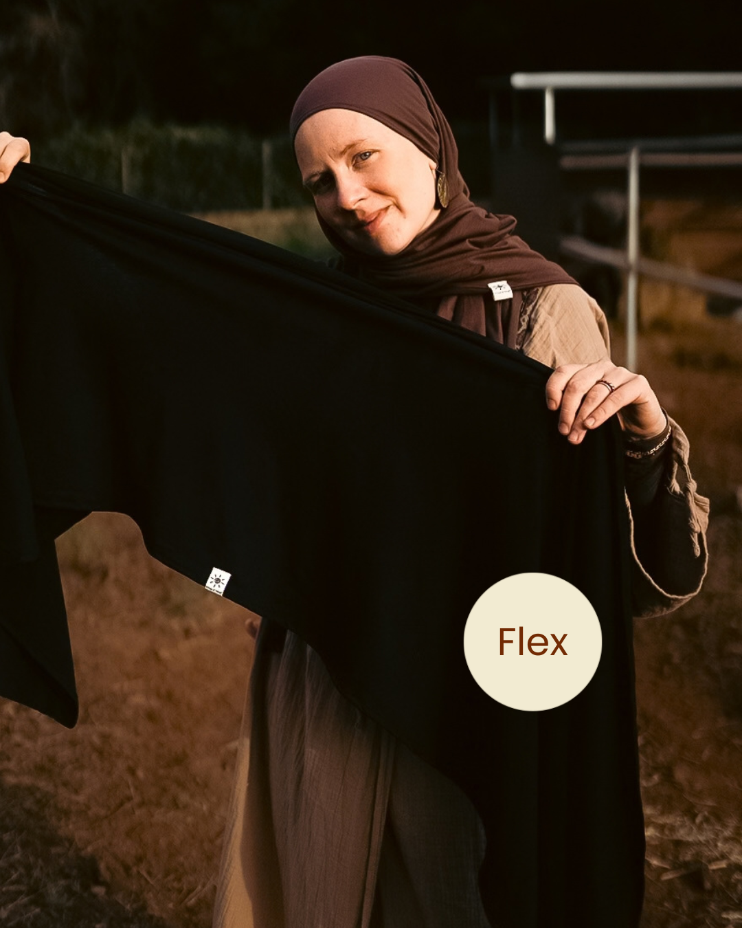 Hijab léger « Hava Flex » en 100 % coton bio (Black Night)