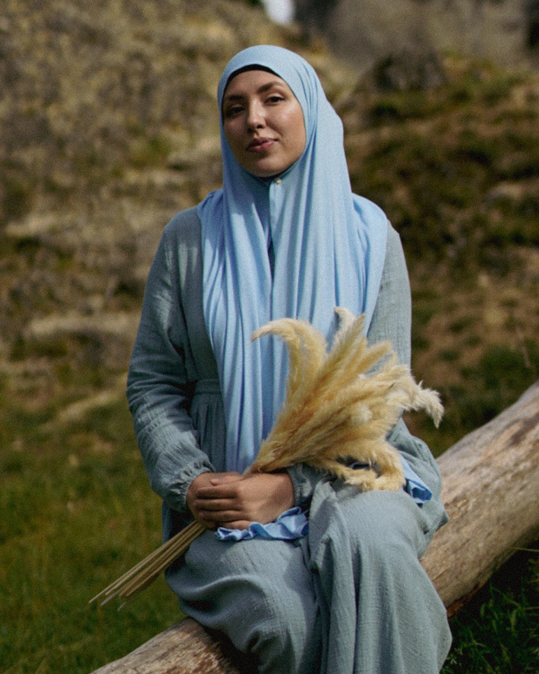 Leichter Jersey Hijab "Hava" aus 100% Bio-Baumwolle (Morning Sky)