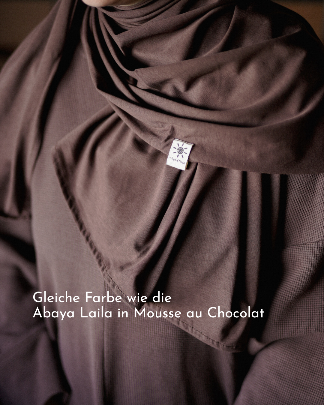 Leichter Jersey Hijab "Hava" aus 100% Bio-Baumwolle (Mousse au Chocolat)