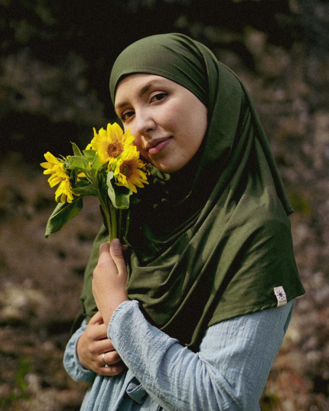 Lichtgewicht jersey hijab "Hava" van 100% biologisch katoen (Twilight Green)