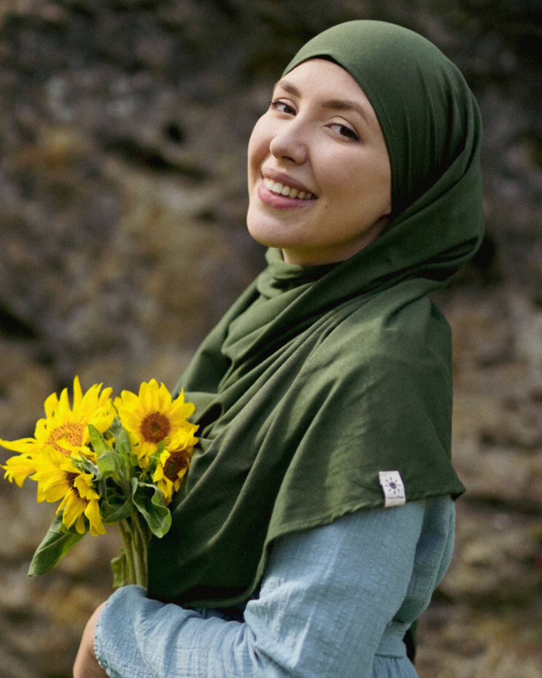 Leichter Jersey Hijab "Hava" aus 100% Bio-Baumwolle (Twilight Green)