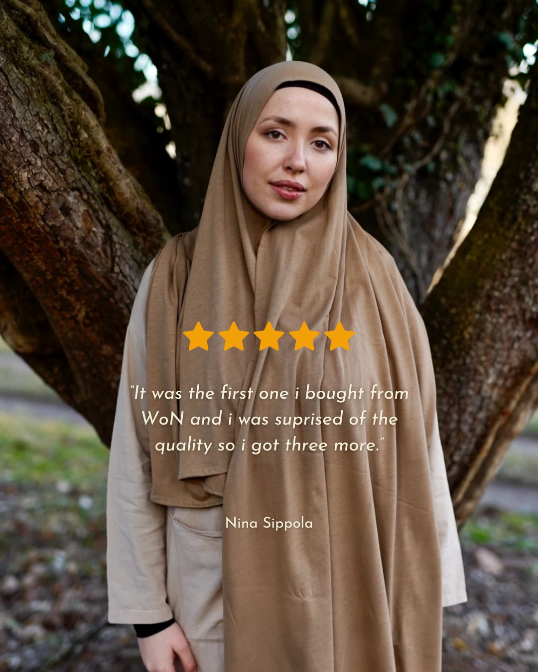 Lightweight Premium Jersey Hijab "Hava" made from 100% organic cotton - Warm Almond