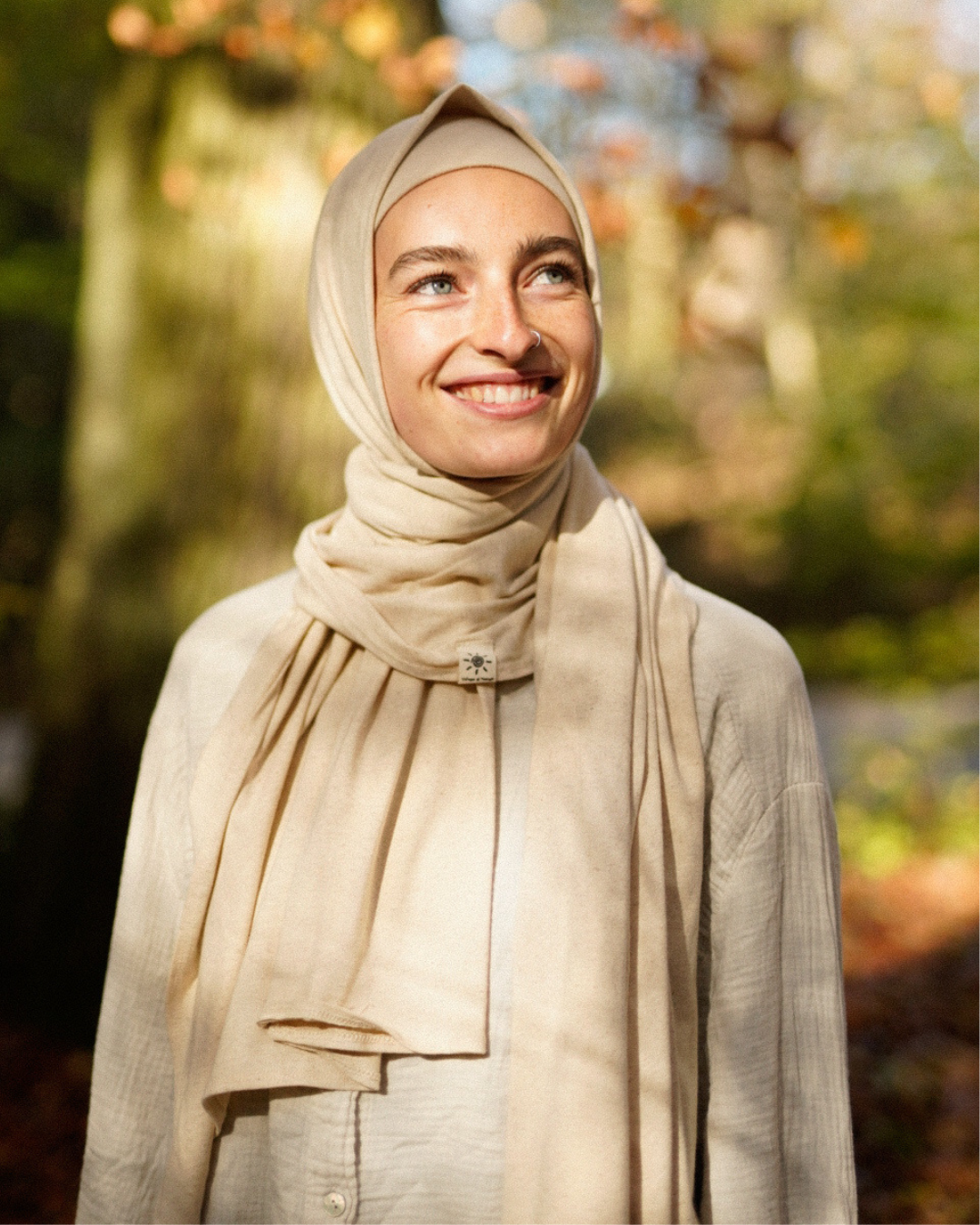 Jersey hijab van katoen en linnen - "Vanilla"