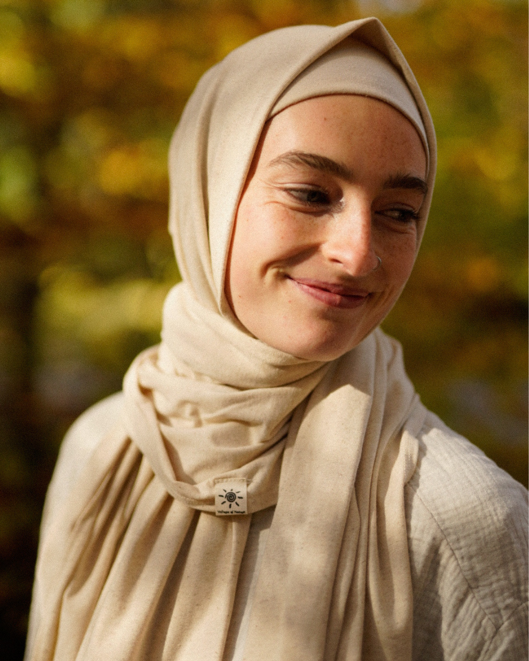 Jersey hijab van katoen en linnen - "Vanilla"