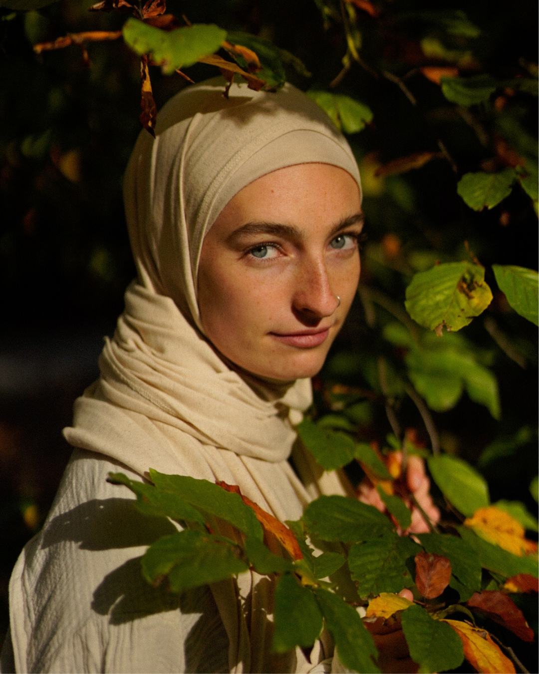 Jersey hijab van katoen en linnen - "Vanilla"