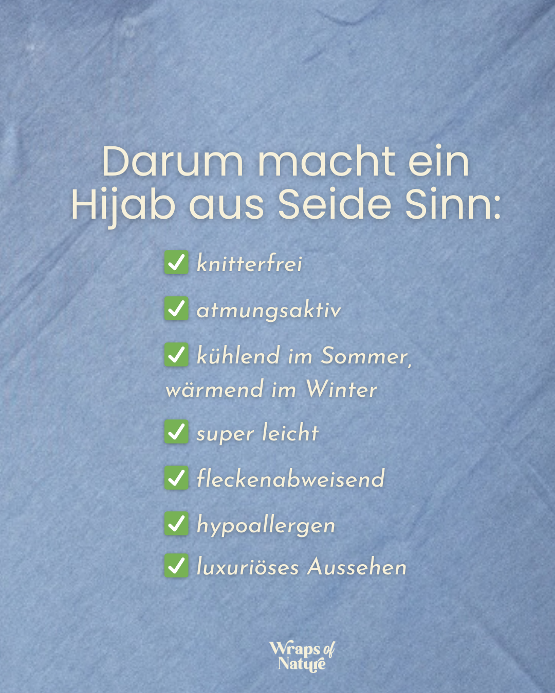 Premium Jersey Hijab "Mariposa" aus Seide und Bio-Baumwolle (Azzurro)