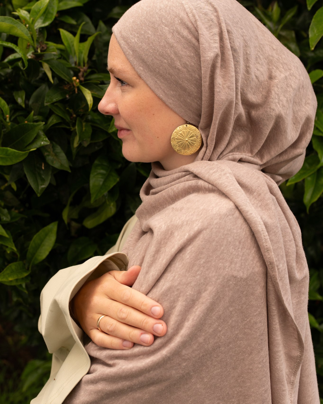 Hijab en jersey « Leena » - 100 % lin (Iced Coffee)