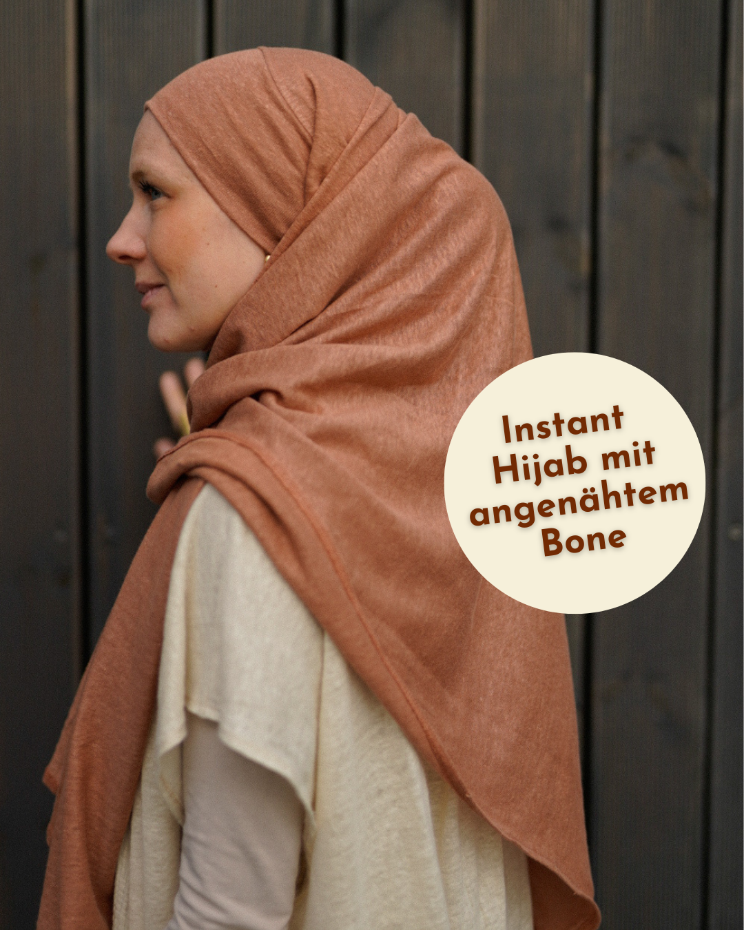 Instant Hijab "Leena" - 100% Leinen - Lava Mocha