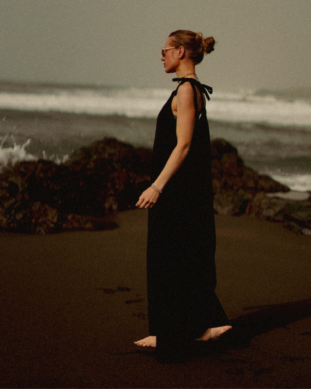 Robe nouée en coton biologique « Irma » (noir)