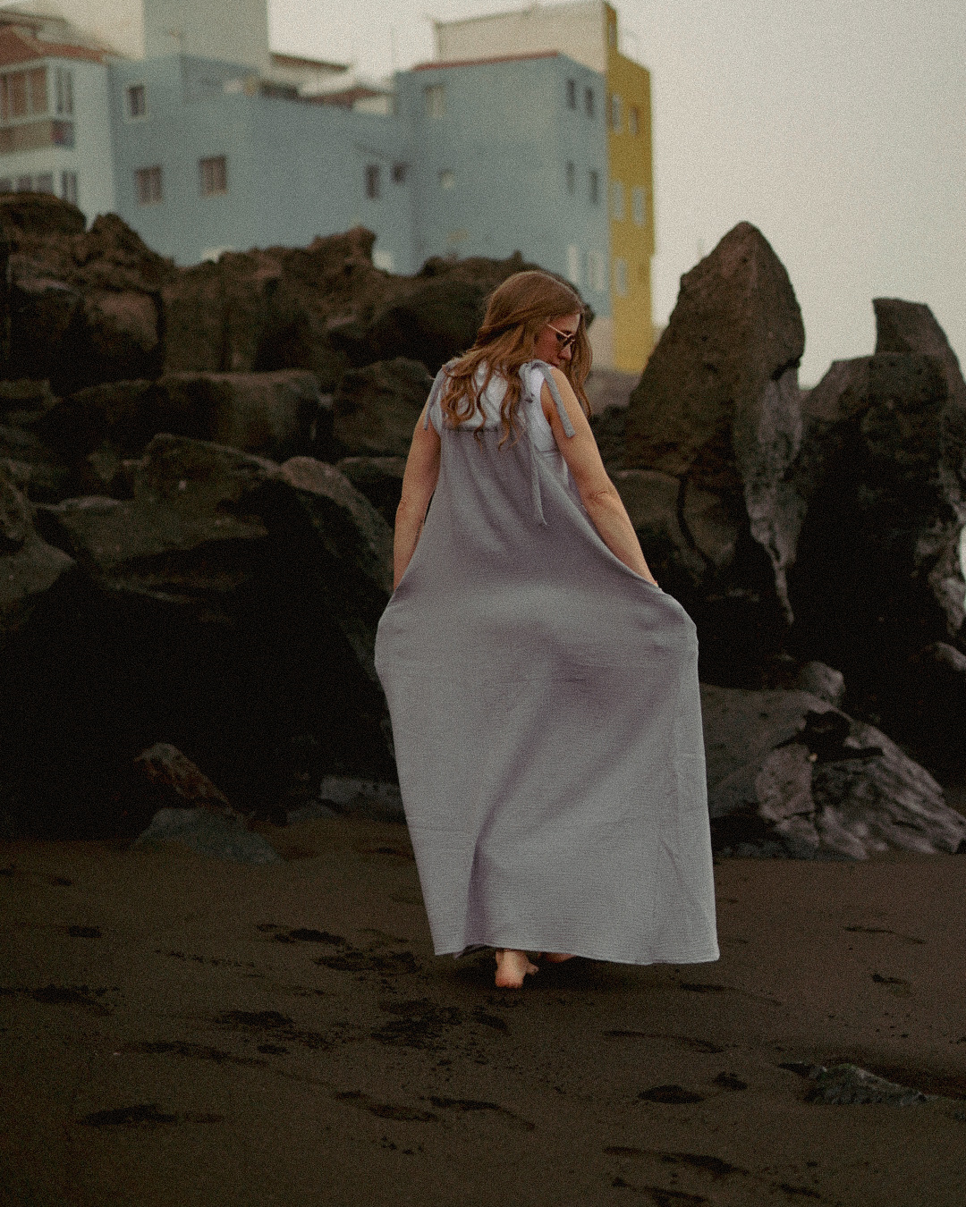Robe nouée en coton biologique « Irma » (gris)