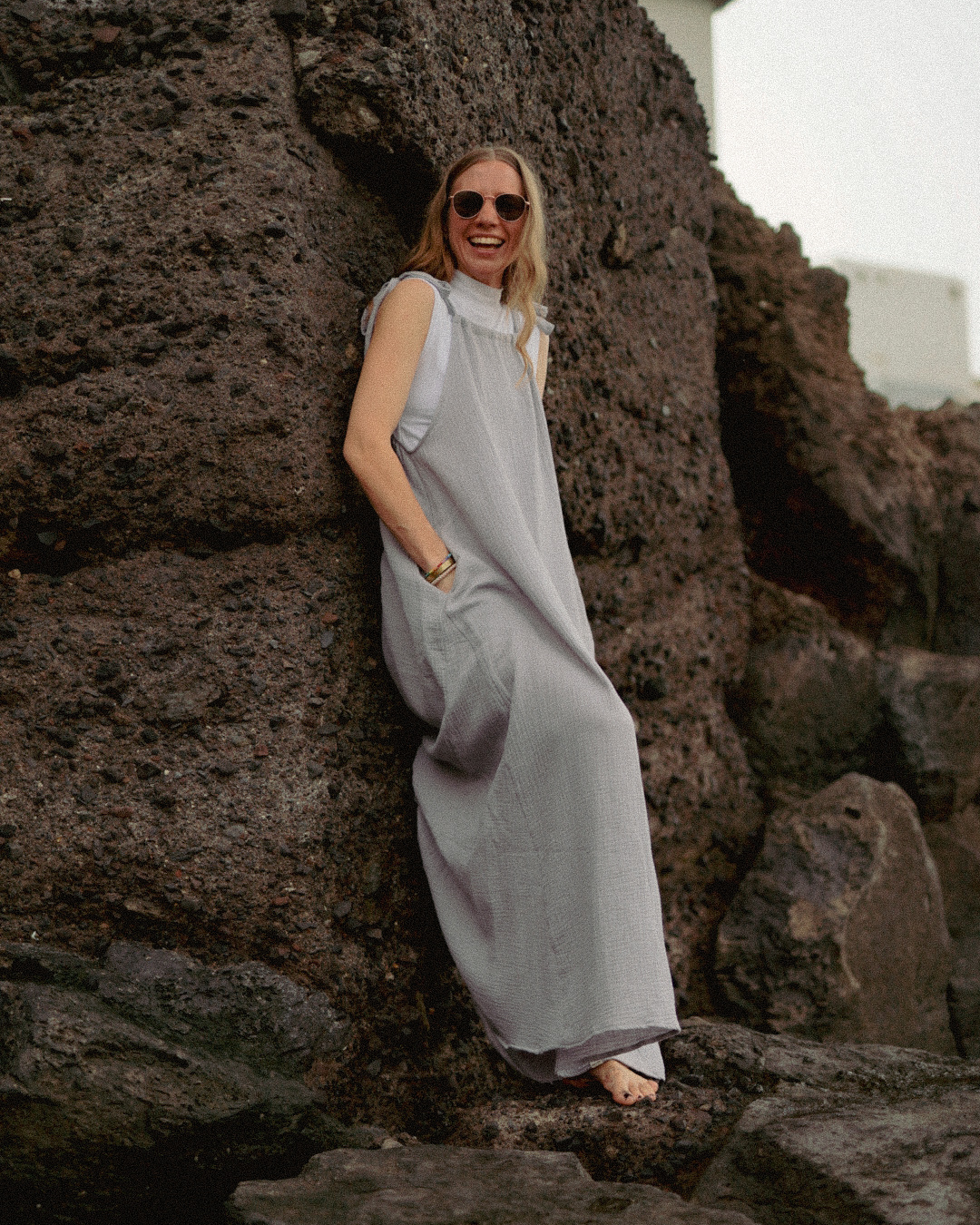 Robe nouée en coton biologique « Irma » (gris)