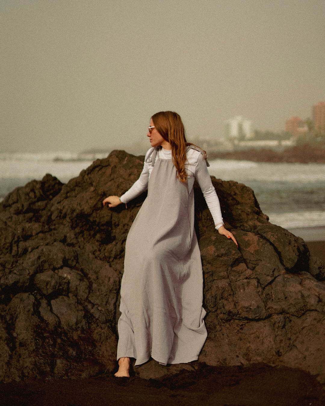 Robe nouée en coton biologique « Irma » (gris)