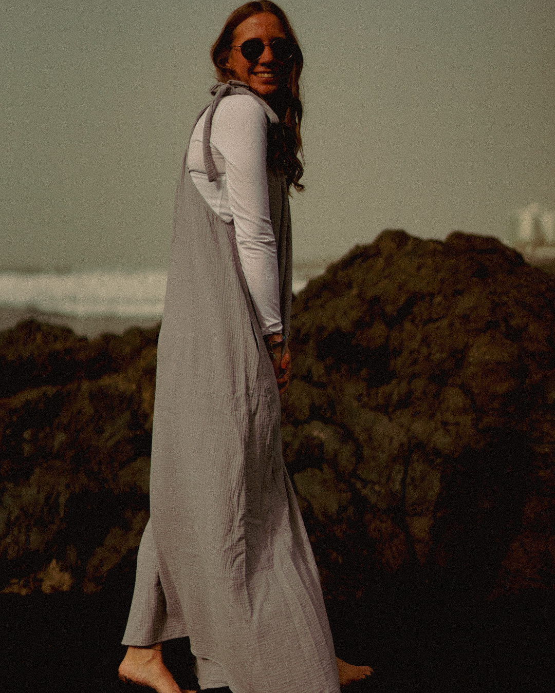 Robe nouée en coton biologique « Irma » (gris)