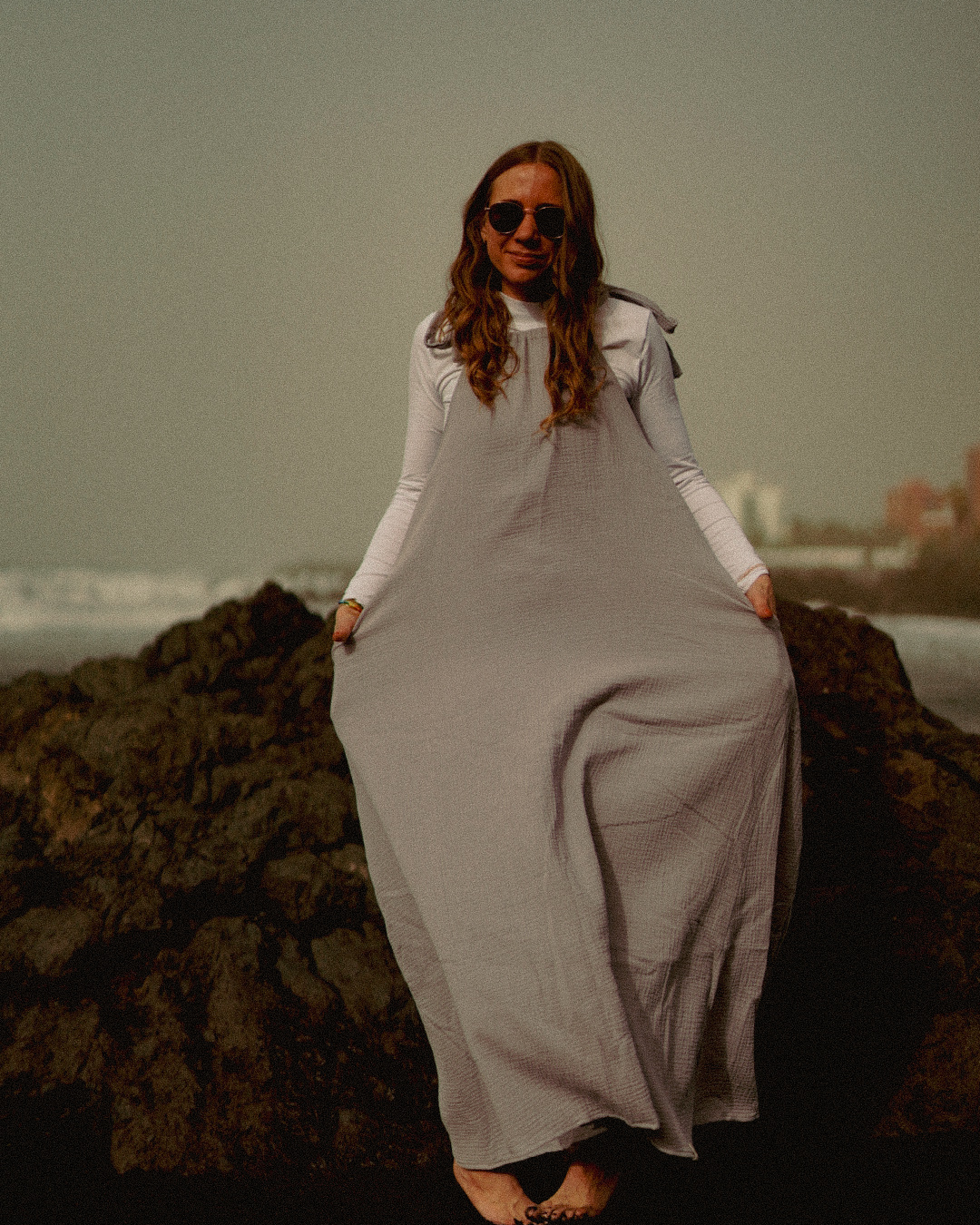 Robe nouée en coton biologique « Irma » (gris)