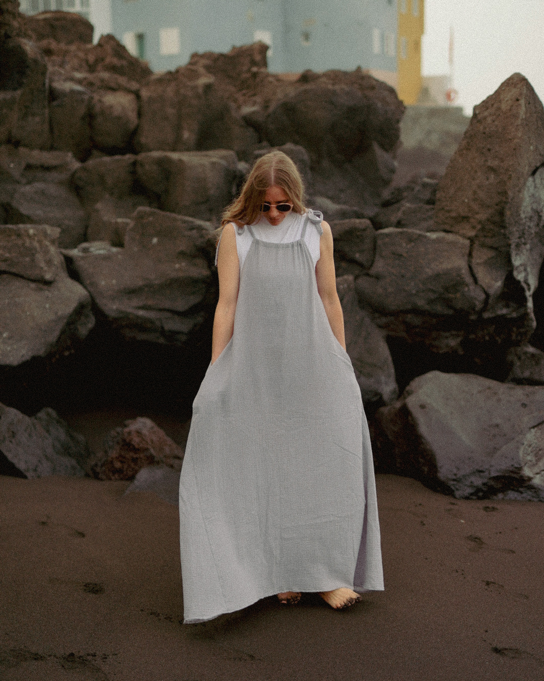 Robe nouée en coton biologique « Irma » (gris)