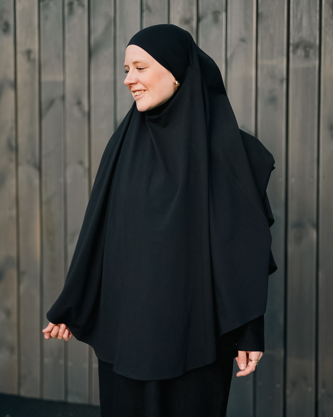Jersey Khimar aus Bio-Baumwolle Black