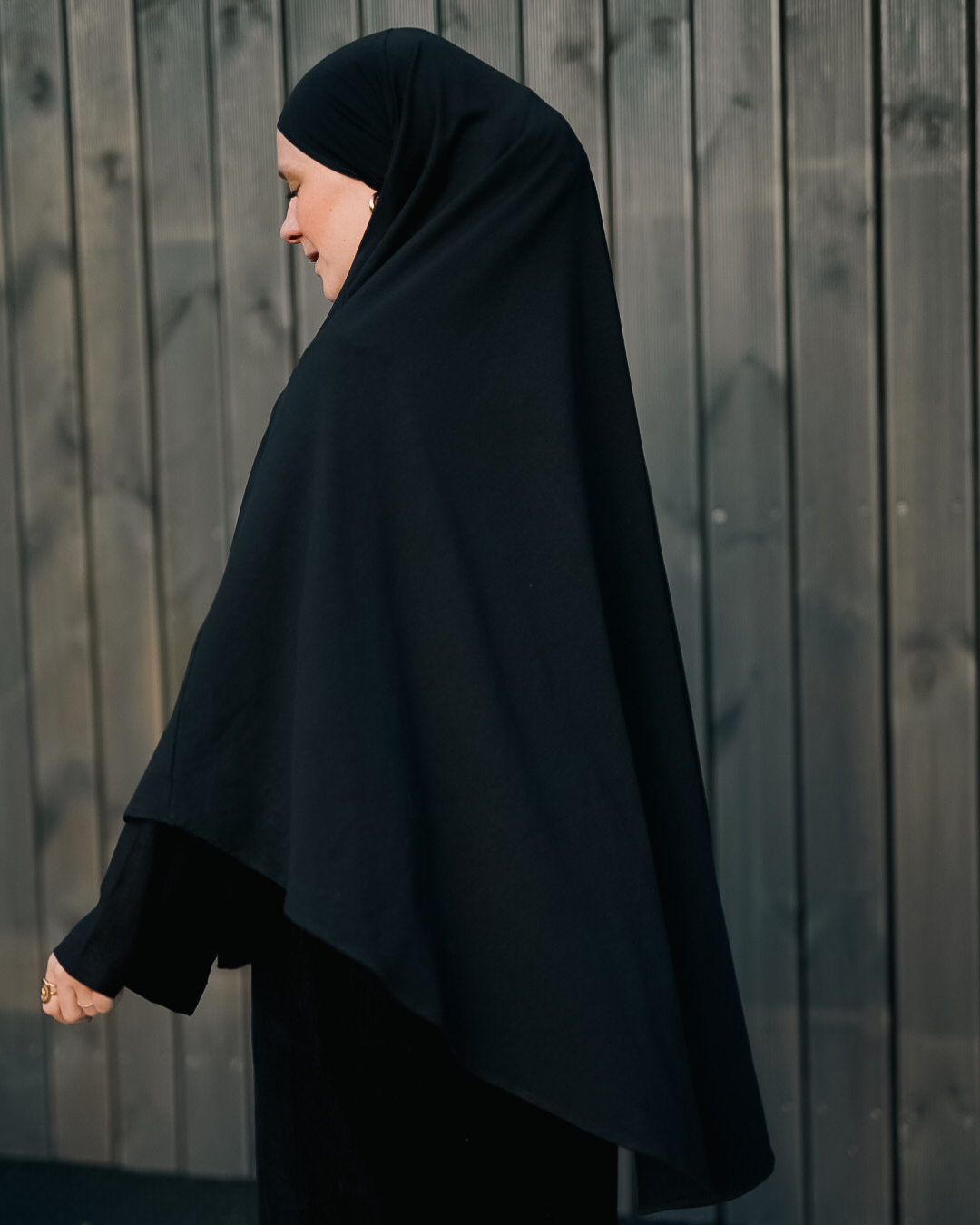 Jersey Khimar aus Bio-Baumwolle Black