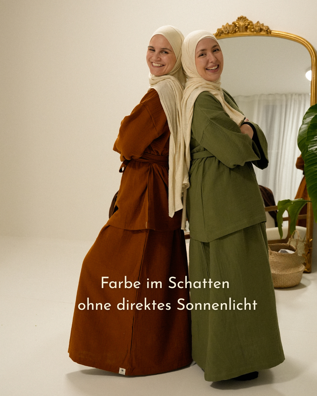 Muslin two-piece set "Juniper" made from organic cotton (caramel)