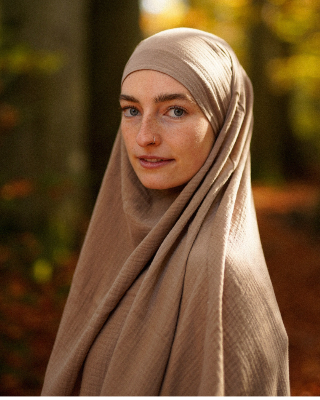 Musselin Khimar aus Bio-Baumwolle Taupe
