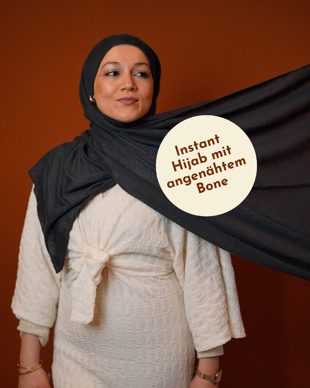 Instant Hijab "Leena" - 100% Leinen - Stone