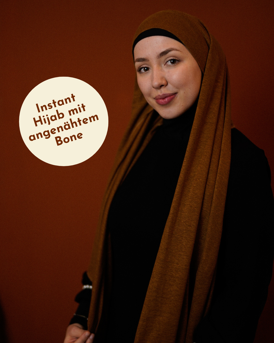 Instant Hijab "Leena" - 100% Leinen - Teak